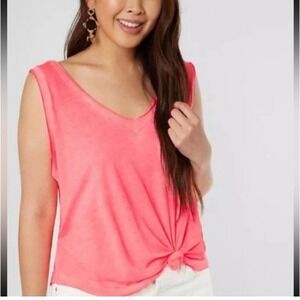 Free‎ People Movement Bright Neon Pink Lightweight Henry Activewear Top XS